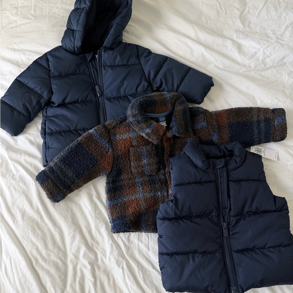 Old Navy Puffer Jacket, Fleece Jacket and Puffer Vest.